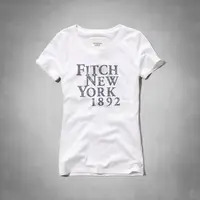 在飛比找蝦皮購物優惠-Abercrombie 女裝白色經典FITCH logo T