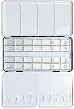 Large Watercolor Palette with 28Pcs Empty Full Pans, Metal Watercolor Paint Tin for Watercolors Oils and Gouache