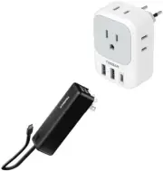 Global Travel Plug Adapter with USB C, 4 AC Outlets, 3 USB Ports