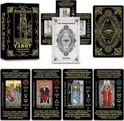 Smoostart Black Tarot Cards for Beginners with Meanings on Them, Surface Laser C