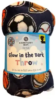 NWT Comfort Bay Glow In The Dark Sports Throw Blanket 50" X 60" For Kids