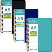 Amythe 3Pcs Spulen Notizbuch A5 Liniert, Tagebuch 70 Blatt / 140 Seiten Zum Schreiben, 100 G/m² College-liniertes Papier, Blau+Grün+Schwarz