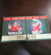 1992 Coca Cola Coke Trim A Tree Collection Set Of 2 Christmas Tree Ornaments