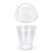 150 X Drinking Cups Clear Pp With Clear Dome Lid 12Oz / 340Ml