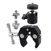 New 360° Super Clamp Mount Mini Ball Head 1/4"-20 For DSLR Camera Tripod Monitor