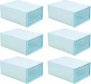 Zerodeko 6pcs Stackable Transparent Drawer Type Shoes Box Superimposed Shoes Container Storage Space Saving Organizer for Easy Access and Protection for Home Organization