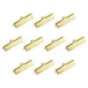 100Pcs Ribbon Crimp Clamp Ends 25mm Cord End Clasp for DIY Craft Gold Tone