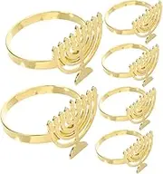 Cabilock 6pc Gold Hanukkah Menorah Napkin Rings Jewish Holiday Decorations for Chanukah Table Elegant Napkin Buckle Holders for Dinner