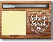 School Squad Sticky Note Holder, Thank You Gifts for School Staff, Wooden Sticky Note Pad Holder, Cute Desk Accessories for Educators and Office Use WPP79