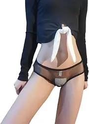 [FASXIR] Sexy Metal Chain Panties Mesh Bikini Underwear Pouch Thong Transparent Briefs for Women Men