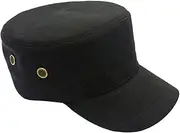 [Ipetboom] Flat Top Hat Casual Outdoor Sports Cap Cotton Black Visor Ventilated One Size Fits Cm