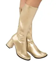 1960s Go Go Boots Gold Knee High Disco Party Retro Ladies Costume Shoes