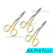 3 Scissor Style Eyebrow Tweezers Hair Removal Gold Platted