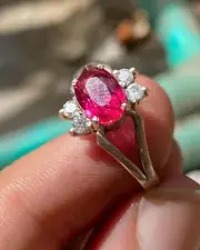 Natural Red Ruby Solitaire Ring For Girls Promise And Wedding Ring Silver 925