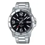 CASIO  極致經典大三針不鏽鋼腕錶 日期顯示 防水50米  MTP-VD01D-1B