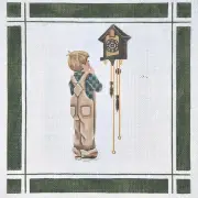 REBECCA HAND PAINTED NEEDLEPOINT CANVAS: BOY & CUCKOO CLOCK BM