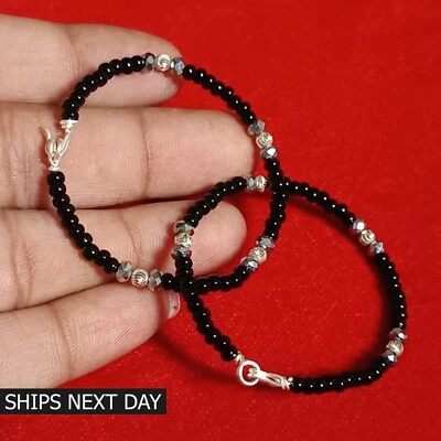 Baby Bracelet Kids Nazariya 925 Silver Black Beads Evil Eye Protection Jewelry