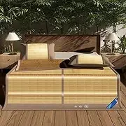 Summer Sleeping Mat, Breathable Carbonized Bamboo Summer Sleeping Mat, Double-Sided Foldable, Easy-to-Storage Summer Bamboo Mats are Used for Bedrooms, Living Rooms, Gardens, Camping