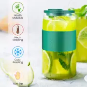 4Pcs Drinking Glass with Lid 16oz Transparent Glass Cup Can Shaped ~&