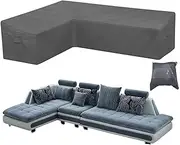 Garden Furniture Covers COOSOO L-Shape Furniture Cover Waterproof Windproof 420D Heavy Duty Oxford Fabric Outdoor Patio Sectional Couch Rattan Corner Sofa Table Chair Protection Right Facing:106×79in