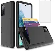 [Asuwish] Phone Case for Samsung Galaxy S20 FE Gaxaly S 20 FE 5G UW 6.5 inch with Screen Protector Cover and Card Holder Stand Slim Hybrid Cell Glaxay S20FE5G S20FE 20S Fan Edition 4G G5 Women Men Black