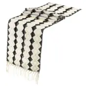 Table Runner with Tassel, 12"x108" Cotton Linen Table Decoration, White Lantern