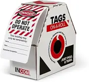 INCOM Manufacturing Lockout Tags On A Roll, Danger Do Not Operate, Heavy-Duty Polytag Stock, Waterproof and Tear-Resistant, Red/Black On White, 6.25 Inch X 3 Inch X 10 Mil Thickness, 100 Pack