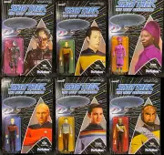 RARE 2020 Super7/ReAction 3.75" Star Trek TNG Action Figure SET OF 6 WAVE 1 MOC!