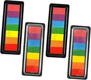 Tofficu 3sets Finger Painting Ink Pad 7-Color DIY Strip Inkpad Small Multifunctional Ink Pad Long Strip Non-Fade Skin Safe Great for Parties DIY Projects 4pcs*3