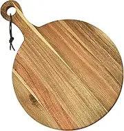 WATIIFUFU Solid Wood Pizza Pan Round Serving Board for Pizza Charcuterie Snack Board with Handle for Home Kitchen Dining Room
