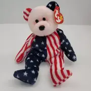 TY Beanie Babies Spangle Patriotic Teddy Bear Plush Toy 9" New!