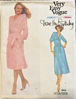 RARE!! 70s Vintage VOGUE Sewing Pattern #1853 Furstenberg Wrap Dress Sz 10 UC/FF