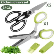 3Pcs Kitchen Scissors Set Stainless Steel Chicken Bone Cutting Shears grFJo