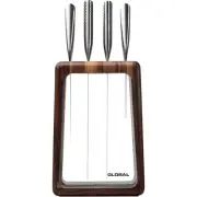 Global Hashira 5pc Knife Block Set Walnut 79671