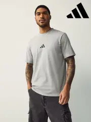 adidas Grey Dark Small Essentials Logo Single Jersey T-Shirt (E75714) | $46