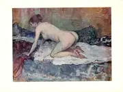 1956 Vintage TOULOUSE-LAUTREC "CROUCHING NUDE" COLOR offset Art Lithograph Print
