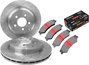 2 Slotted & Drilled Rear Disc Brake Rotors + Pads for Ford Falcon Territory Fairmont BF SX SY SZ 6cyl 4.0L F6270 F6310 Barra 182 190 245T 270T 8cyl 5.4L 290 Boss 302 315 V8 5.4L 230 260 290 2004-2016