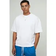 Mens White Oversized Boxy Man Script T-Shirt
