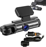 Driving Recorder Camera - Interior and Rear Cam | 2 Channel Car Camera with Motion Detection and 170 Wide Angle, Parking Monitor Records