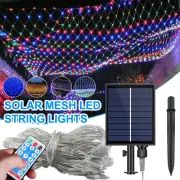 Solar LED Fairy String Net Lights Curtain Mesh Xmas Party Garden Outdoor AU