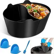 Silicone Slow Cooker Liner, Newest Reusable & Leakproof Silicone Fit for Crockpot Divider,BPA Free/Leakproof/Slow Cooker Accessories Cooking Liner, Dishwasher Safe Cooking Liner fit 6 QT