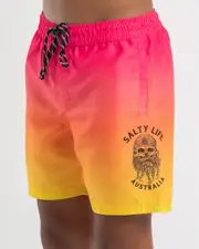 [Salty Life] Salty Life Boys' Merge Elastic Waist Shorts in Pink/Orange/Yellow Size 14 14 Pink/Orange/Yellow
