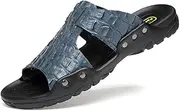 ARENVO Men's Open Toe Leather Sandals, Breathable Soft Non-Slip Summer Men's Beach Shoes Open Toe Shoes Sports Sandals for Beach Pool Slides 43 Blue