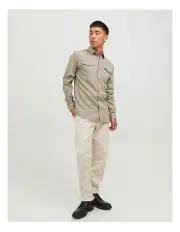 [Jack & Jones] Sheridan Long Sleeve Denim Shirt in Crockery Cream