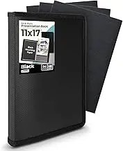 Dunwell Art Portfolio 11x17 - (Black) Large Portfolio Folder for Artwork, 11 x 17 Art Folder has 24 Pockets, Display 48 Pages, Portfolio Album for Artwork Storage, Presentation Book with Clear Sleeves