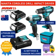 Makita Cordless Drill Impact Driver Power Tool 2 Piece Combo Kit Battery Charger
