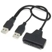 Dual USB External Cable SSD Hard Disk Drive Adapter USB To SATA 2.5" Converter f