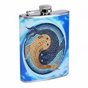 Yin Yang Koi Em1 Flask 8oz Stainless Steel Hip Drinking Whiskey