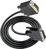 tunghey DVI 24 5 PIN DVI Male to 15 pin VGA Male Cable Compatible with Flat Panel Displays, Digital CRT Displays, Projectors, and HDTV 1.5m (1Pack)