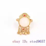 White Jade Rings for Women 925 Silver Natural Adjustable Ring Luxury Jewelry